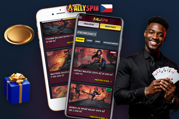 Allyspin Casino aplikace s pokladnou a zadaným promo kódem ALLGIFT21 na mobilu