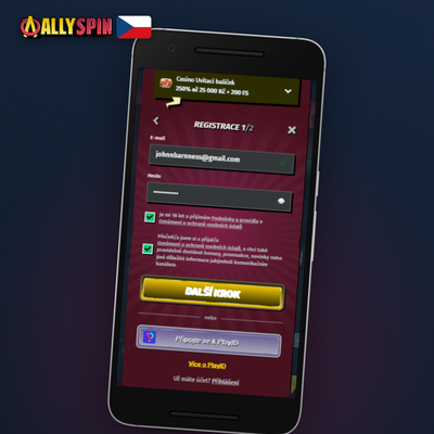Allyspin Casino CZ registrace jedním kliknutím s automatickými přihlašovacími údaji