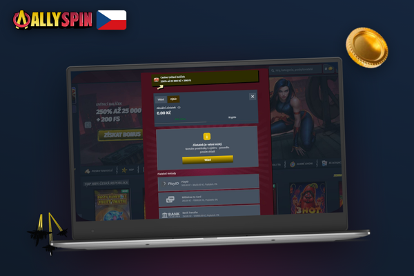 Hráč vybírá výhry přes online pokladnu Allyspin Casino z pohodlí domova