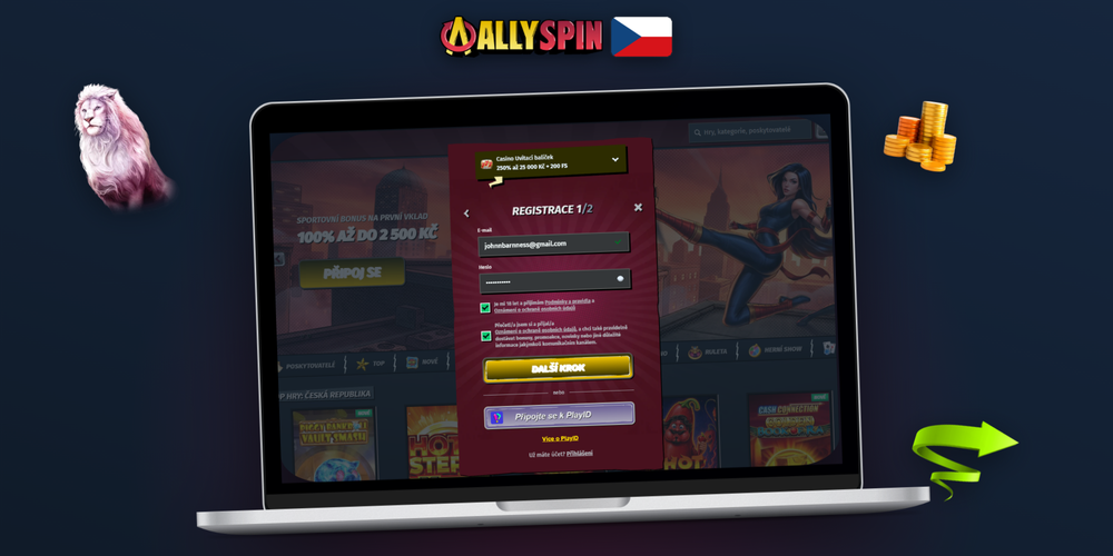 Allyspin Casino uživatelský profil na desktopu s nastavením dvoufaktorového ověření