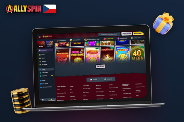 Allyspin Casino pro počítač zobrazené na celou obrazovku širokého monitoru ve vysokém rozlišení