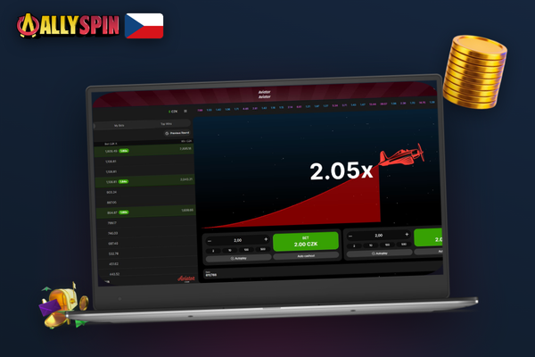 Správa bankrollu v Allyspin Casino: pracovní stůl s tabulkou záznamů sázek a grafem vývoje